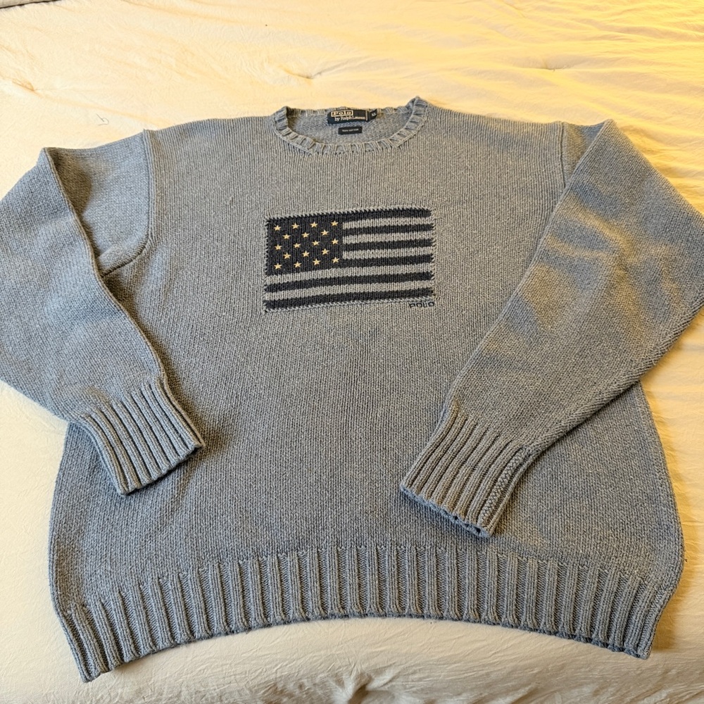 Very Rare sky Blue Ralph Lauren Flag Knit 🇺🇸